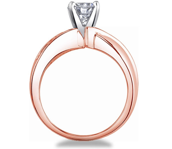 0.90ct (7.0x5.0mm) Oval  14K Rose Gold Princess Channel-Set Moissanite Engagement Ring