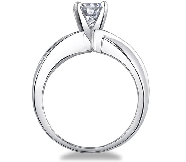 0.90ct (7.0x5.0mm) Oval  14K White Gold Princess Channel-Set Moissanite Engagement Ring