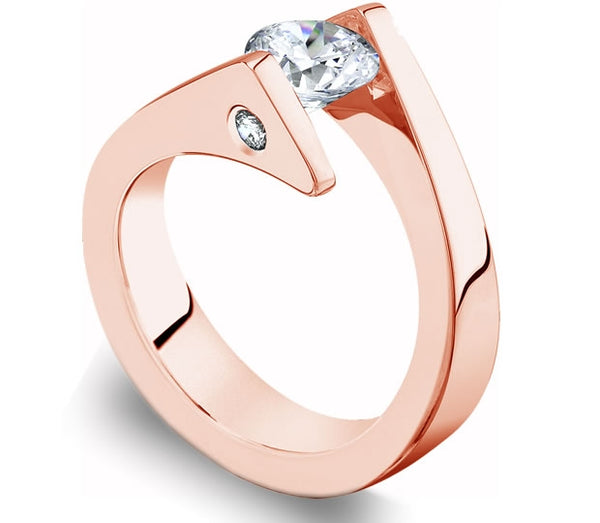 1.00ct (6.5mm) Round  14K Rose Gold Bypass Tension Moissanite Engagement Ring