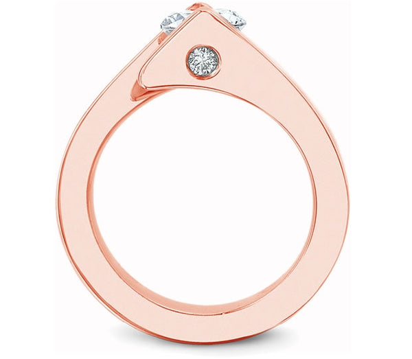 1.00ct (6.5mm) Round  14K Rose Gold Bypass Tension Moissanite Engagement Ring