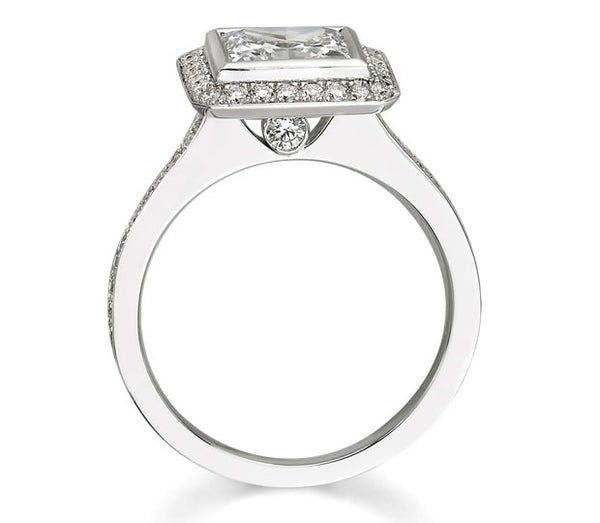 1.30ct (6.0mm) Princess  14K White Gold Sareen Bezel Princess Halo