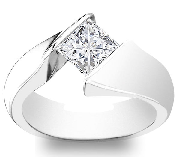 1.30ct (6.0mm) Princess  14K White Gold Princess Tension Engagement Ring