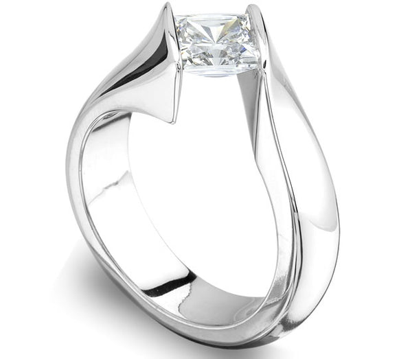 1.30ct (6.0mm) Princess  14K White Gold Princess Tension Engagement Ring