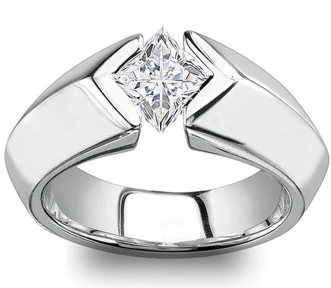 1.30ct (6.0mm) Princess  14K White Gold Princess Tension Engagement Ring