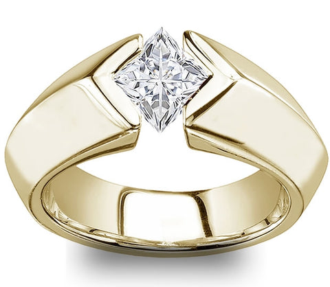 1.30ct (6.0mm) Princess  14K Yellow Gold Princess Tension Engagement Ring