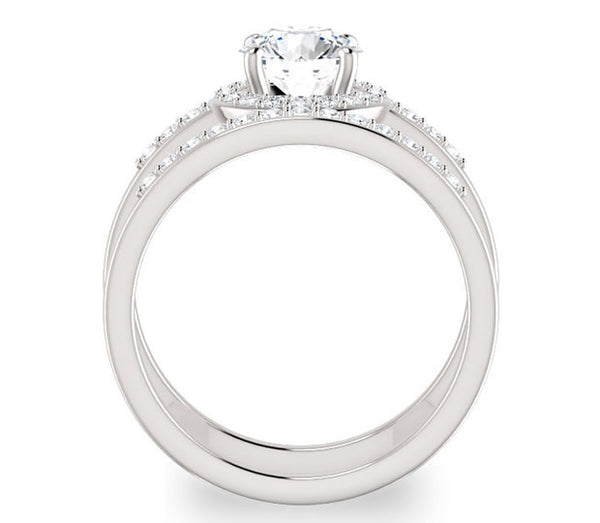 1.00ct (6.5mm) Round  14K White Gold Dual Ring Setting with Bridge