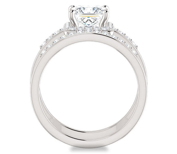 1.30ct (6.0mm) Princess  14K White Gold Dual Ring Setting with Bridge