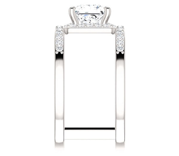 1.30ct (6.0mm) Princess  14K White Gold Dual Ring Setting with Bridge