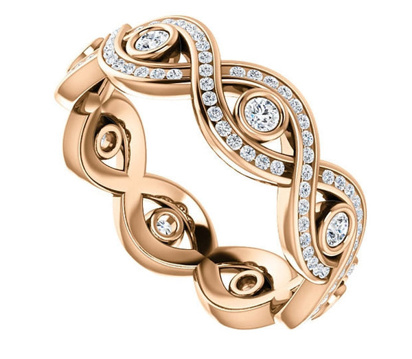 14K Rose Gold Round Accented Eternity Band (0.7ctw)