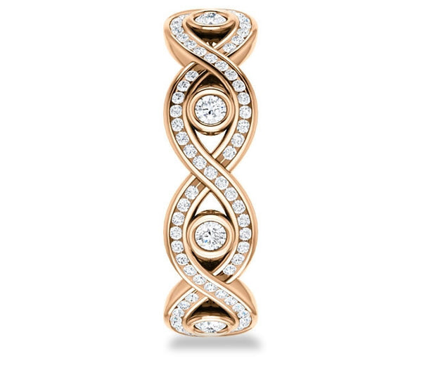 14K Rose Gold Round Accented Eternity Band (0.7ctw)