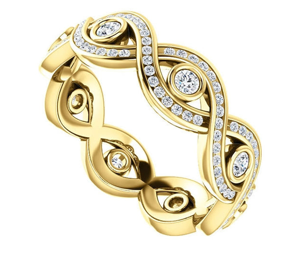 14K Yellow Gold Round Accented Eternity Band (0.7ctw)