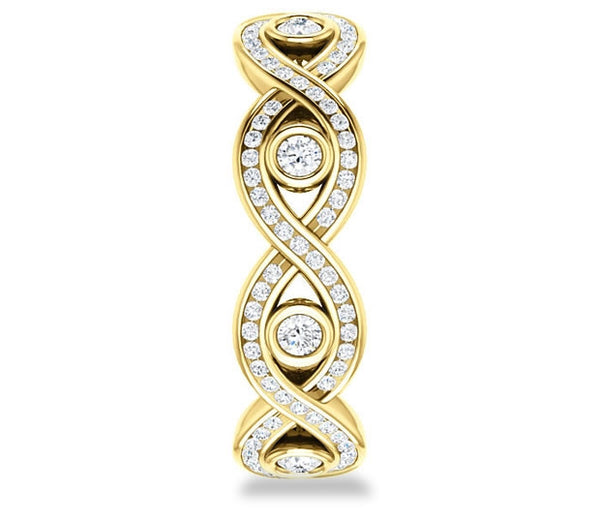 14K Yellow Gold Round Accented Eternity Band (0.7ctw)