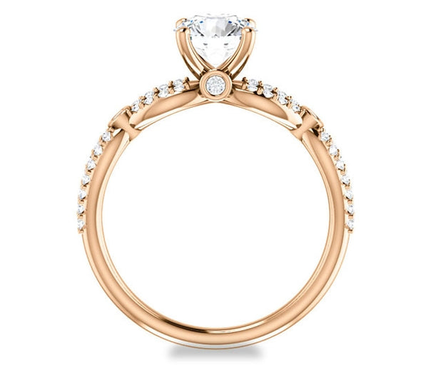 1.00ct (6.5mm) Round  14K Rose Gold Infinity Engagement Ring with Accents