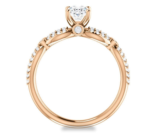 0.90ct (7.0x5.0mm) Oval  14K Rose Gold Infinity Engagement Ring with Accents