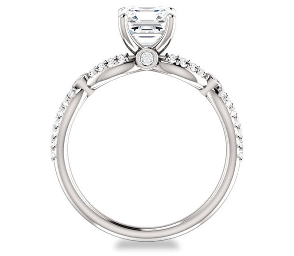 1.30ct (6.5mm) Asscher  14K White Gold Infinity Engagement Ring with Accents