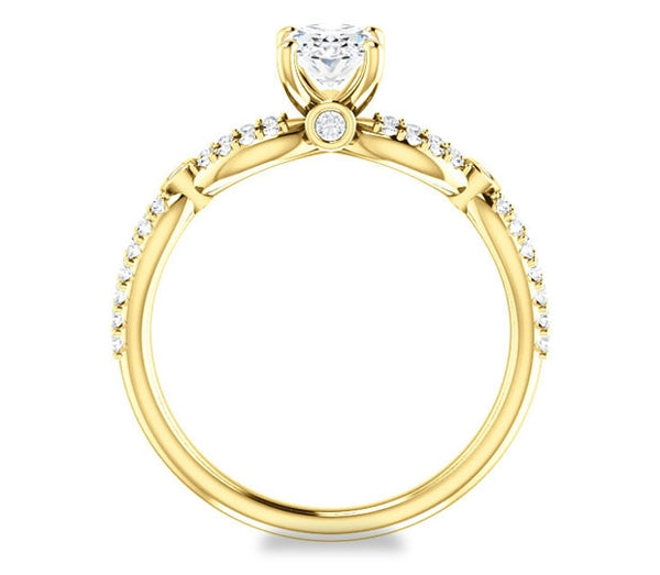 0.90ct (7.0x5.0mm) Oval  14K Yellow Gold Infinity Engagement Ring with Accents