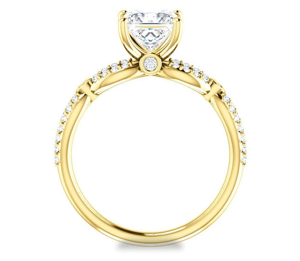 1.30ct (6.0mm) Princess  14K Yellow Gold Infinity Engagement Ring with Accents