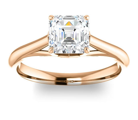 1.30ct (6.5mm) Asscher  14K Rose Gold Solitaire Engagement Ring