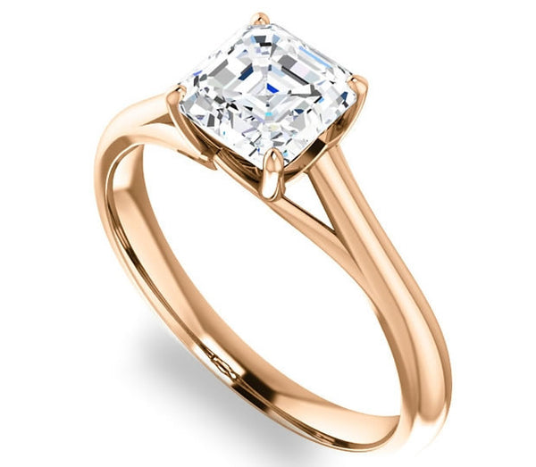 1.30ct (6.5mm) Asscher  14K Rose Gold Solitaire Engagement Ring