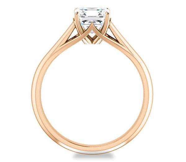 1.30ct (6.5mm) Asscher  14K Rose Gold Solitaire Engagement Ring