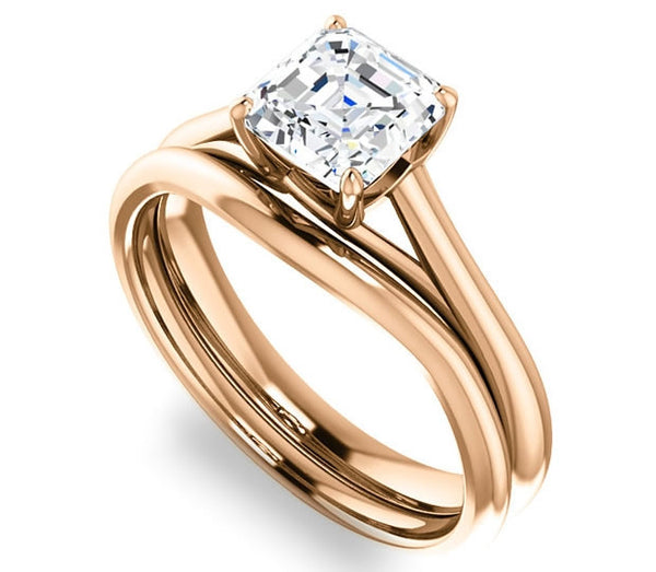 1.30ct (6.5mm) Asscher  14K Rose Gold Solitaire Engagement Ring