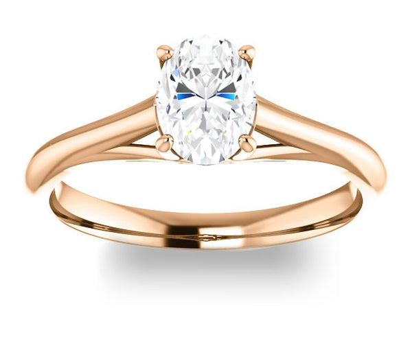 0.90ct (7.0x5.0mm) Oval  14K Rose Gold Solitaire Engagement Ring