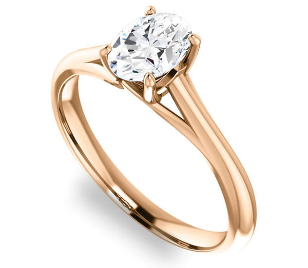 0.90ct (7.0x5.0mm) Oval  14K Rose Gold Solitaire Engagement Ring