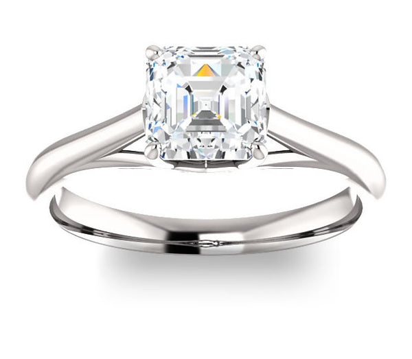 1.30ct (6.5mm) Asscher  14K White Gold Solitaire Engagement Ring