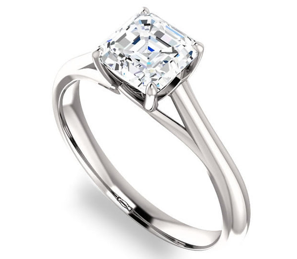 1.30ct (6.5mm) Asscher  14K White Gold Solitaire Engagement Ring