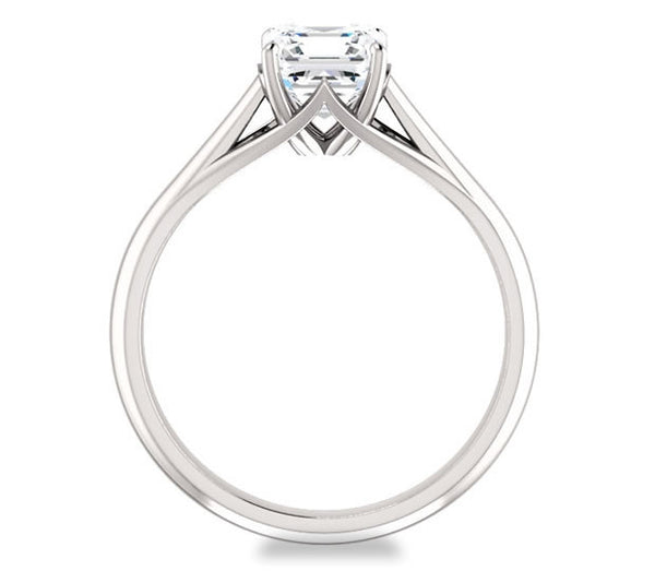 1.30ct (6.5mm) Asscher  14K White Gold Solitaire Engagement Ring