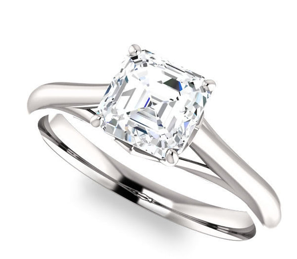 1.30ct (6.5mm) Asscher  14K White Gold Solitaire Engagement Ring