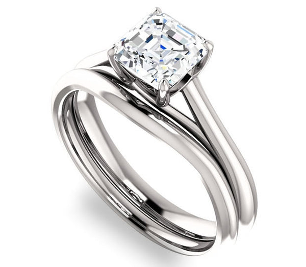 1.30ct (6.5mm) Asscher  14K White Gold Solitaire Engagement Ring