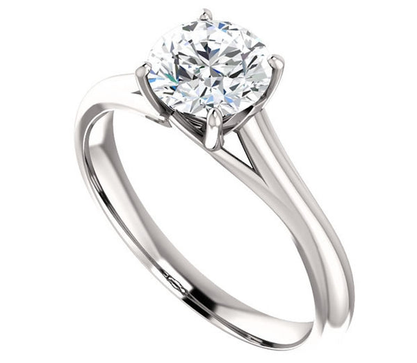 0.75ct (6.0mm) Round Moissanite Platinum Solitaire Engagement Ring