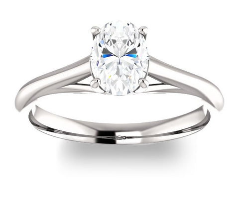 1.50ct (8.0x6.0mm) Oval Moissanite Platinum  Simple and Elegant Solitaire Engagement Ring