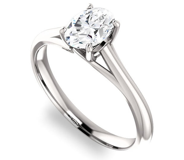 1.50ct (8.0x6.0mm) Oval Moissanite Platinum  Simple and Elegant Solitaire Engagement Ring