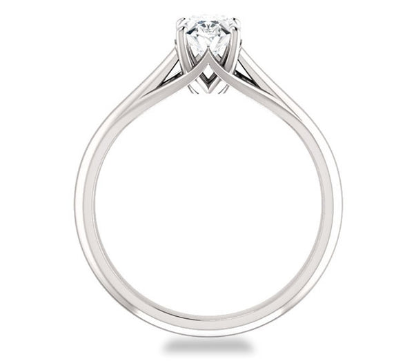 1.50ct (8.0x6.0mm) Oval Moissanite Platinum  Simple and Elegant Solitaire Engagement Ring