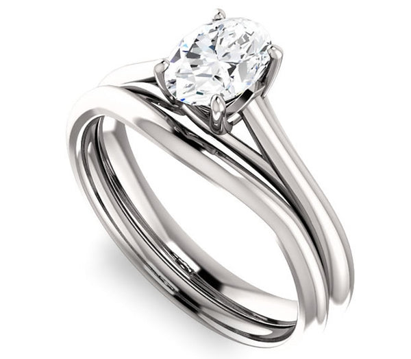 1.50ct (8.0x6.0mm) Oval Moissanite Platinum  Simple and Elegant Solitaire Engagement Ring