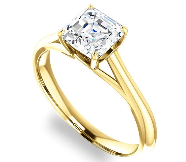 1.30ct (6.5mm) Asscher  14K Yellow Gold Solitaire Engagement Ring