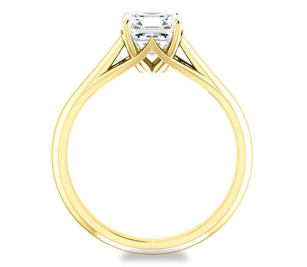 1.30ct (6.5mm) Asscher  14K Yellow Gold Solitaire Engagement Ring