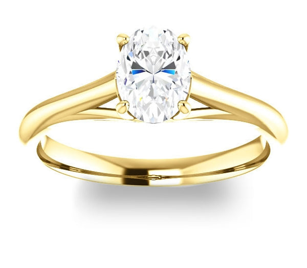 0.90ct (7.0x5.0mm) Oval  14K Yellow Gold Solitaire Engagement Ring