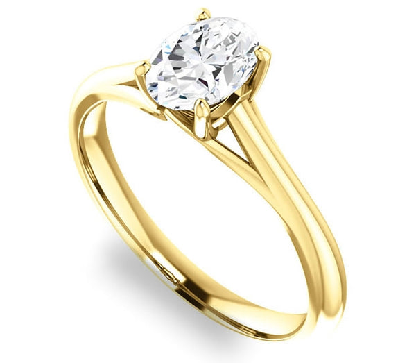 0.90ct (7.0x5.0mm) Oval  14K Yellow Gold Solitaire Engagement Ring