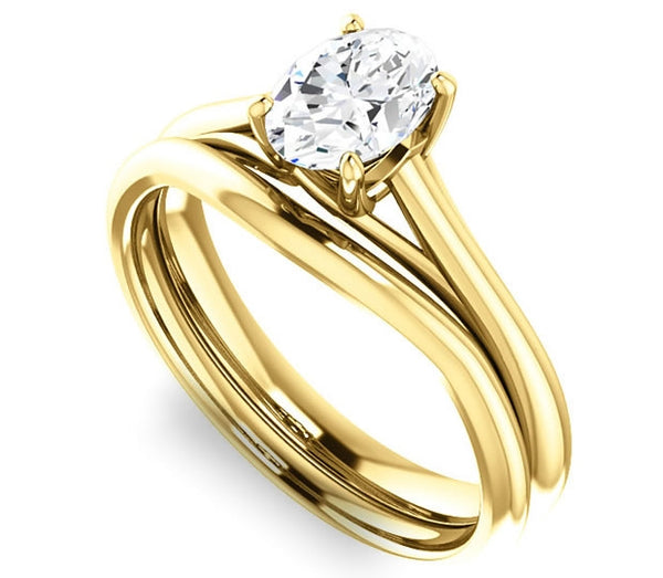 0.90ct (7.0x5.0mm) Oval  14K Yellow Gold Solitaire Engagement Ring