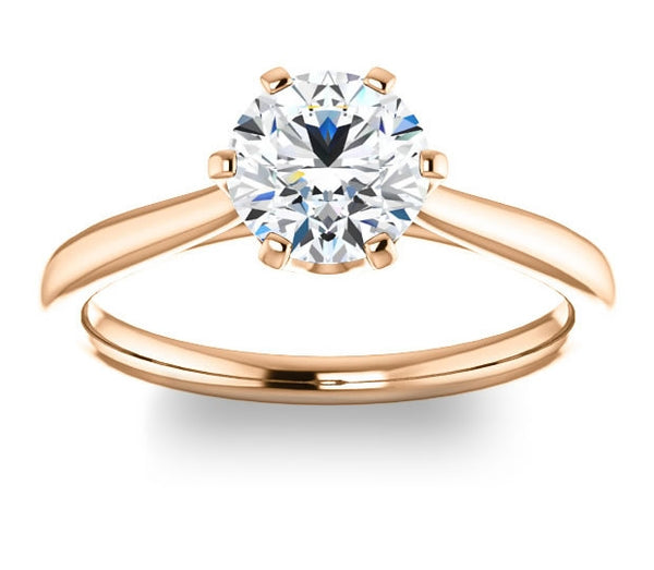 1.00ct (6.5mm) Round  14K Rose Gold 6 Prong Solitaire Engagement Ring