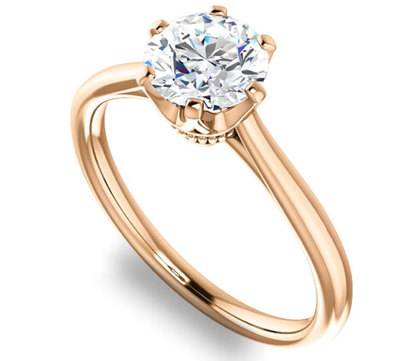 1.00ct (6.5mm) Round  14K Rose Gold 6 Prong Solitaire Engagement Ring