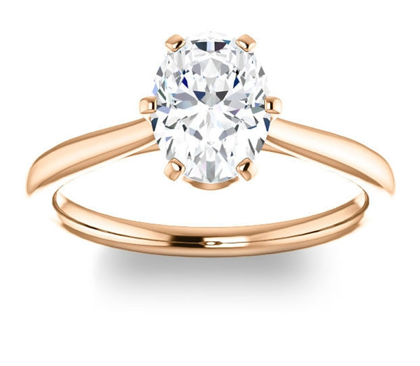 0.90ct (7.0x5.0mm) Oval  14K Rose Gold 6 Prong Solitaire Engagement Ring