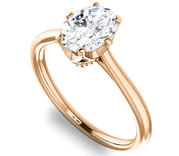 0.90ct (7.0x5.0mm) Oval  14K Rose Gold 6 Prong Solitaire Engagement Ring