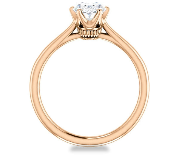 0.90ct (7.0x5.0mm) Oval  14K Rose Gold 6 Prong Solitaire Engagement Ring