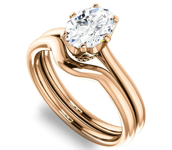 0.90ct (7.0x5.0mm) Oval  14K Rose Gold 6 Prong Solitaire Engagement Ring