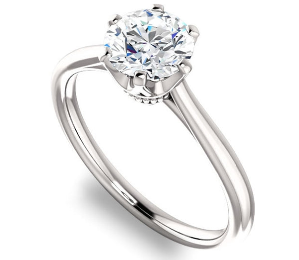 1.00ct (6.5mm) Round  14K White Gold 6 Prong Solitaire Engagement Ring