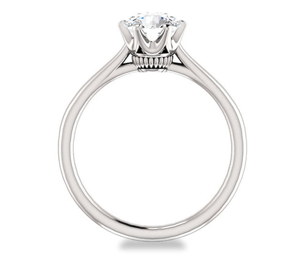 1.00ct (6.5mm) Round  14K White Gold 6 Prong Solitaire Engagement Ring